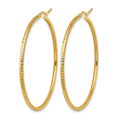 10K Gelbgold Diamantiert 2mm Rund Röhre Creolen