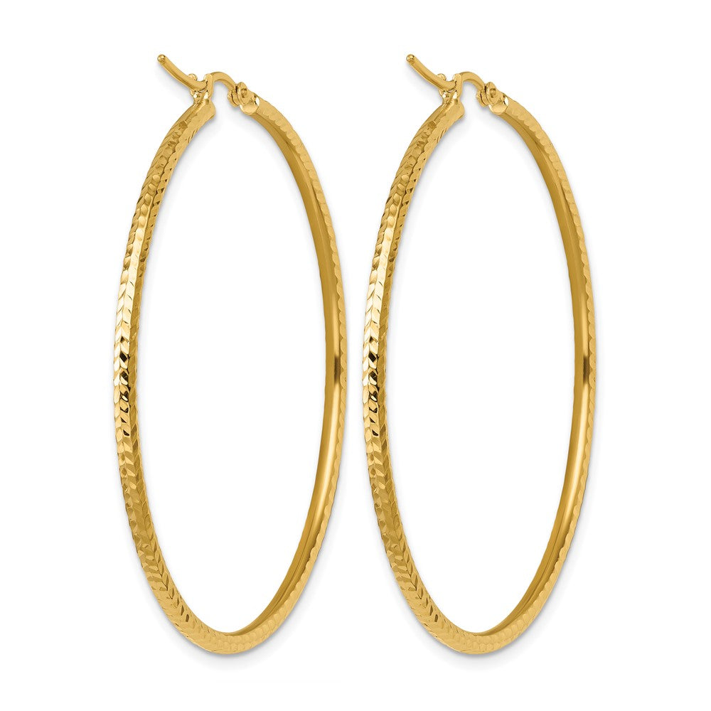 10K Gelbgold Diamantiert 2mm Rund Röhre Creolen