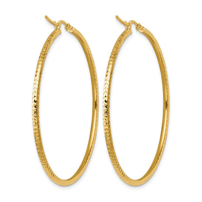 10K Gelbgold Diamantiert 2mm Rund Röhre Creolen