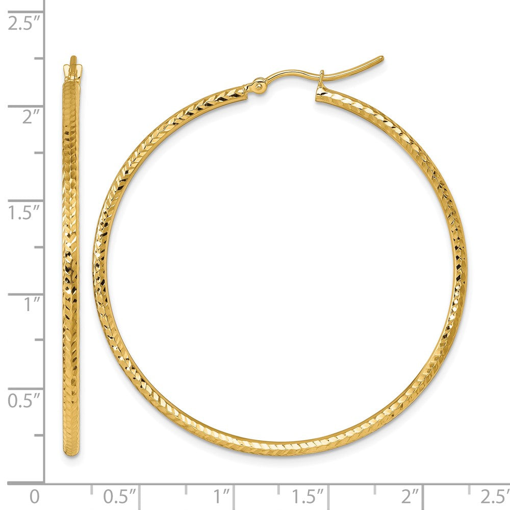 10K Gelbgold Diamantiert 2mm Rund Röhre Creolen