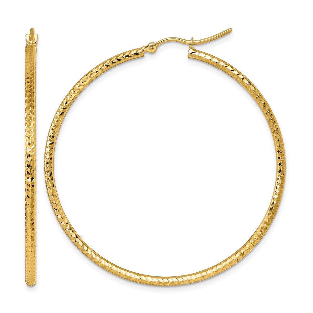 10K Gelbgold Diamantiert 2mm Rund Röhre Creolen