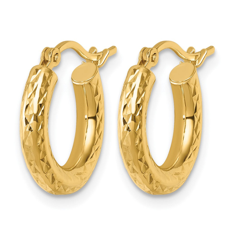 10K Gelbgold Diamantiert 3mm Rund Creolen