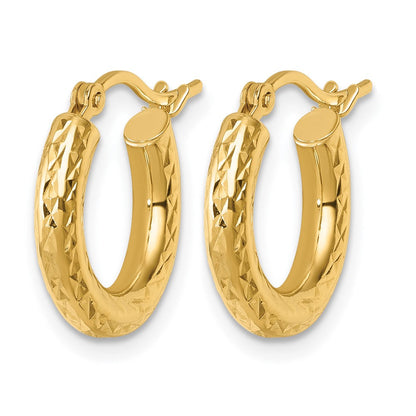 10K Gelbgold Diamantiert 3mm Rund Creolen
