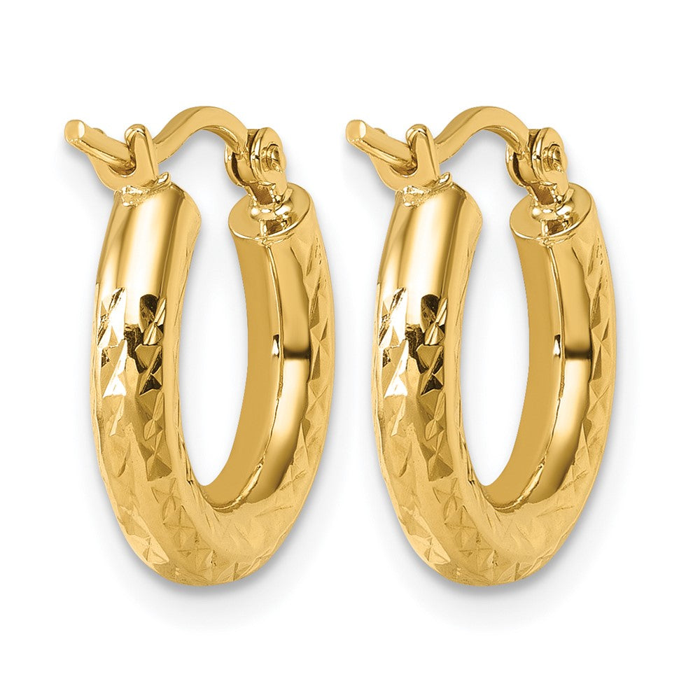 10K Gelbgold Diamantiert 3mm Rund Creolen