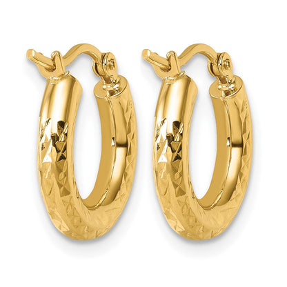10K Gelbgold Diamantiert 3mm Rund Creolen
