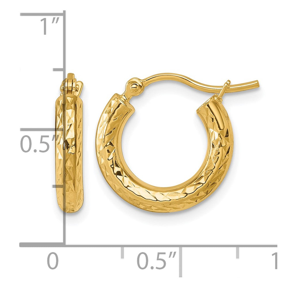 10K Gelbgold Diamantiert 3mm Rund Creolen