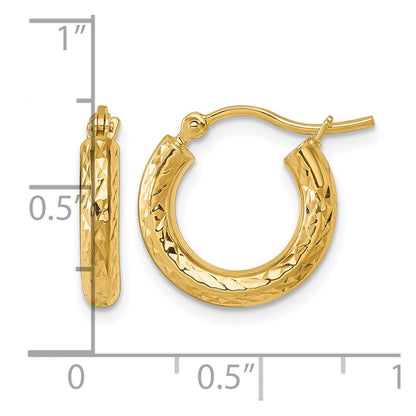 10K Gelbgold Diamantiert 3mm Rund Creolen