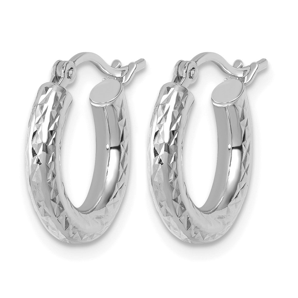 10K Weißgold Diamantiert 3mm Rund Creolen
