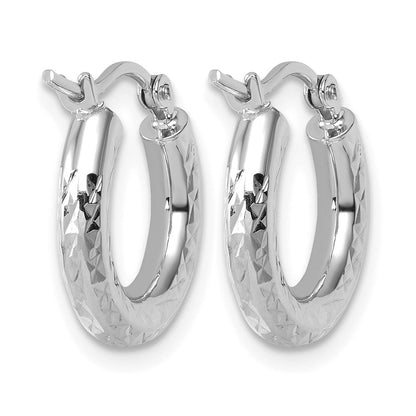 10K Weißgold Diamantiert 3mm Rund Creolen