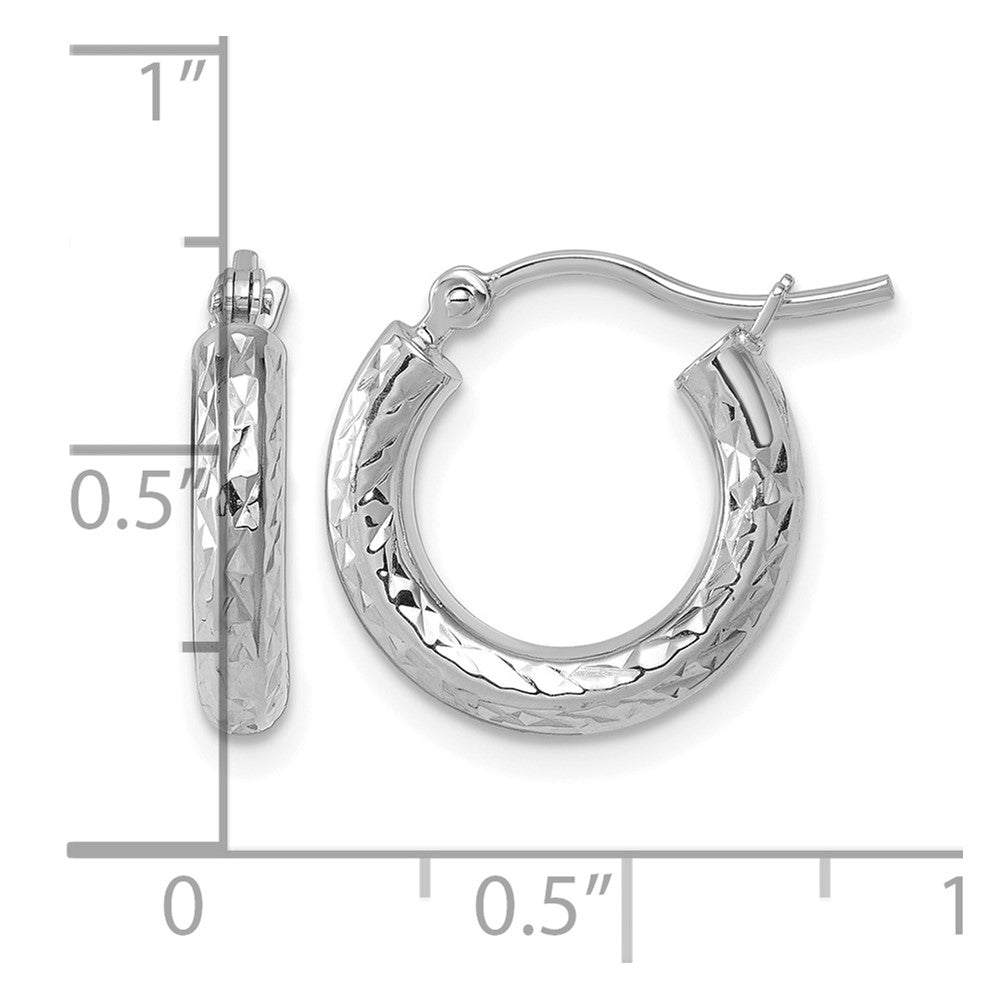 10K Weißgold Diamantiert 3mm Rund Creolen