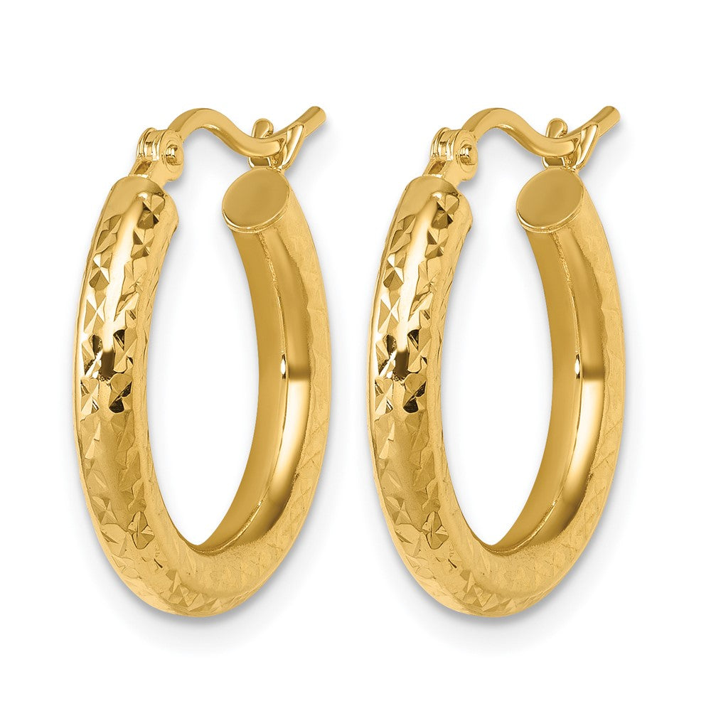 10K Gelbgold Diamantiert 3mm Rund Creolen