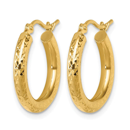 10K Gelbgold Diamantiert 3mm Rund Creolen