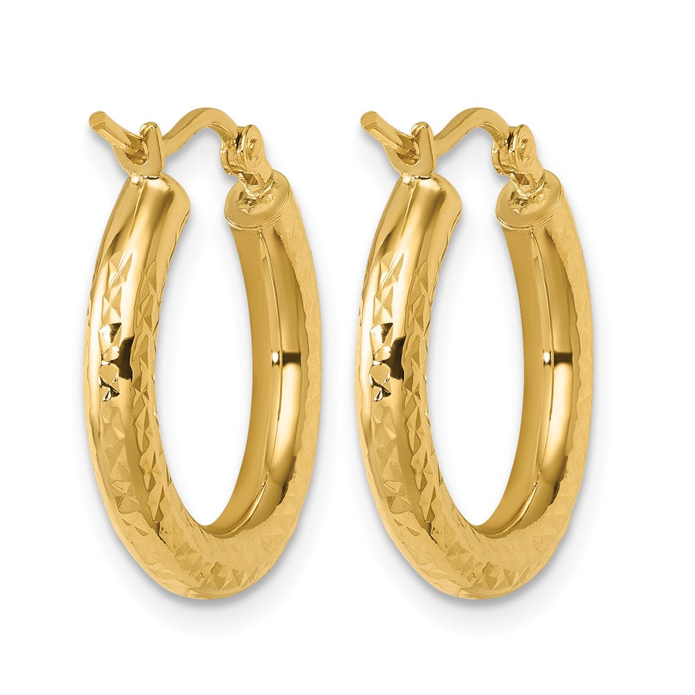 10K Gelbgold Diamantiert 3mm Rund Creolen