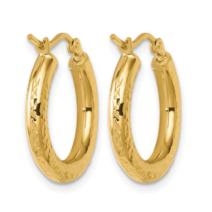 10K Gelbgold Diamantiert 3mm Rund Creolen