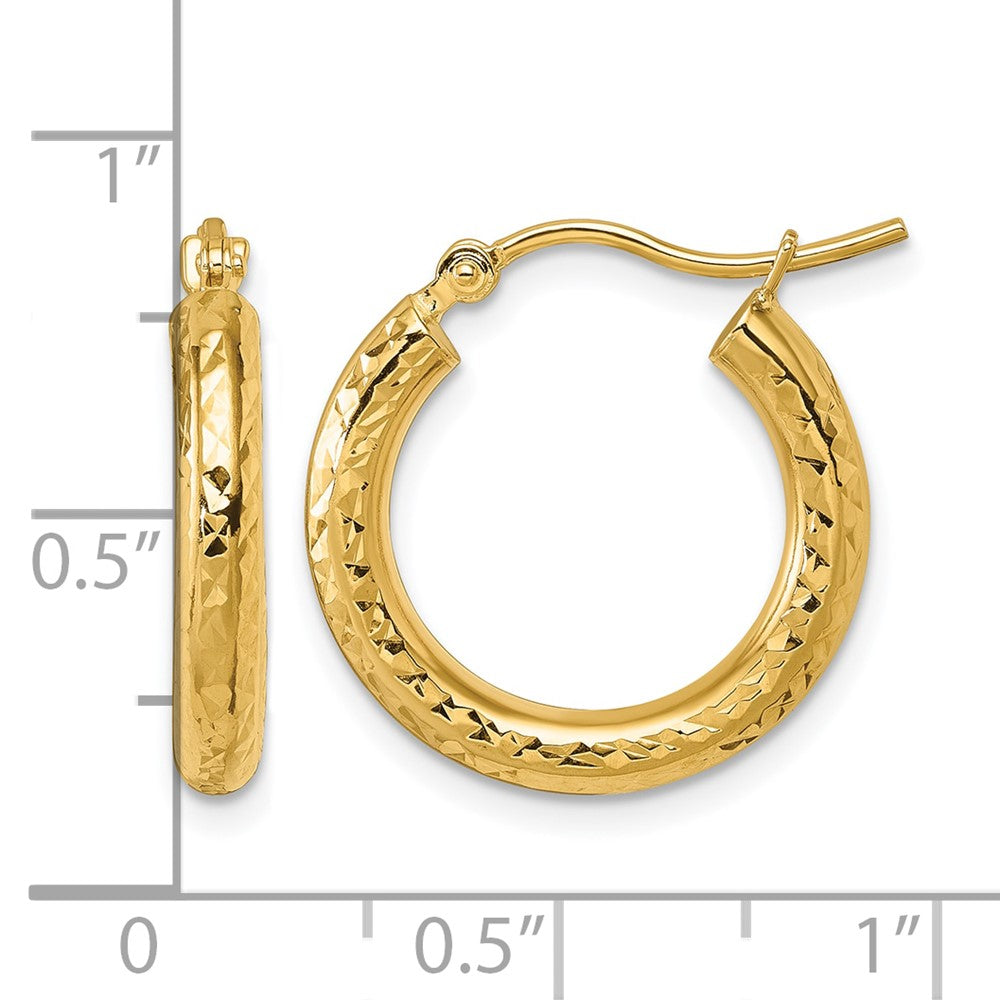 10K Gelbgold Diamantiert 3mm Rund Creolen