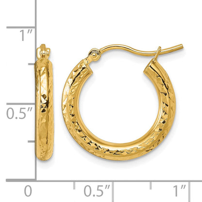 10K Gelbgold Diamantiert 3mm Rund Creolen