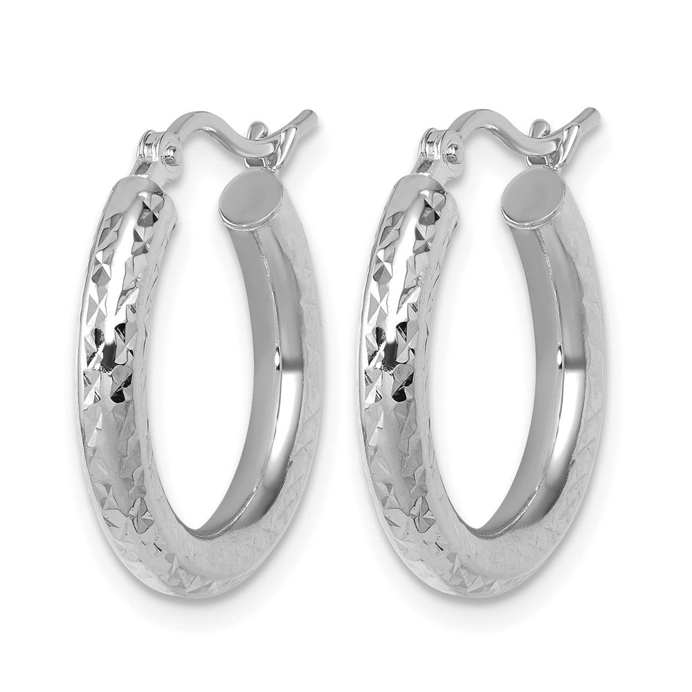 10K Weißgold Diamantiert 3mm Rund Creolen