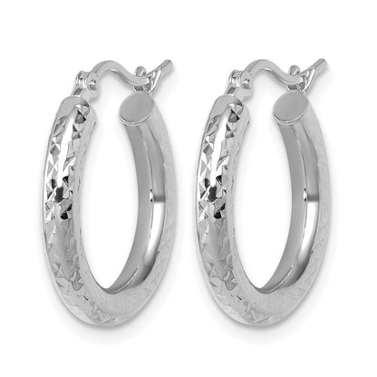 10K Weißgold Diamantiert 3mm Rund Creolen