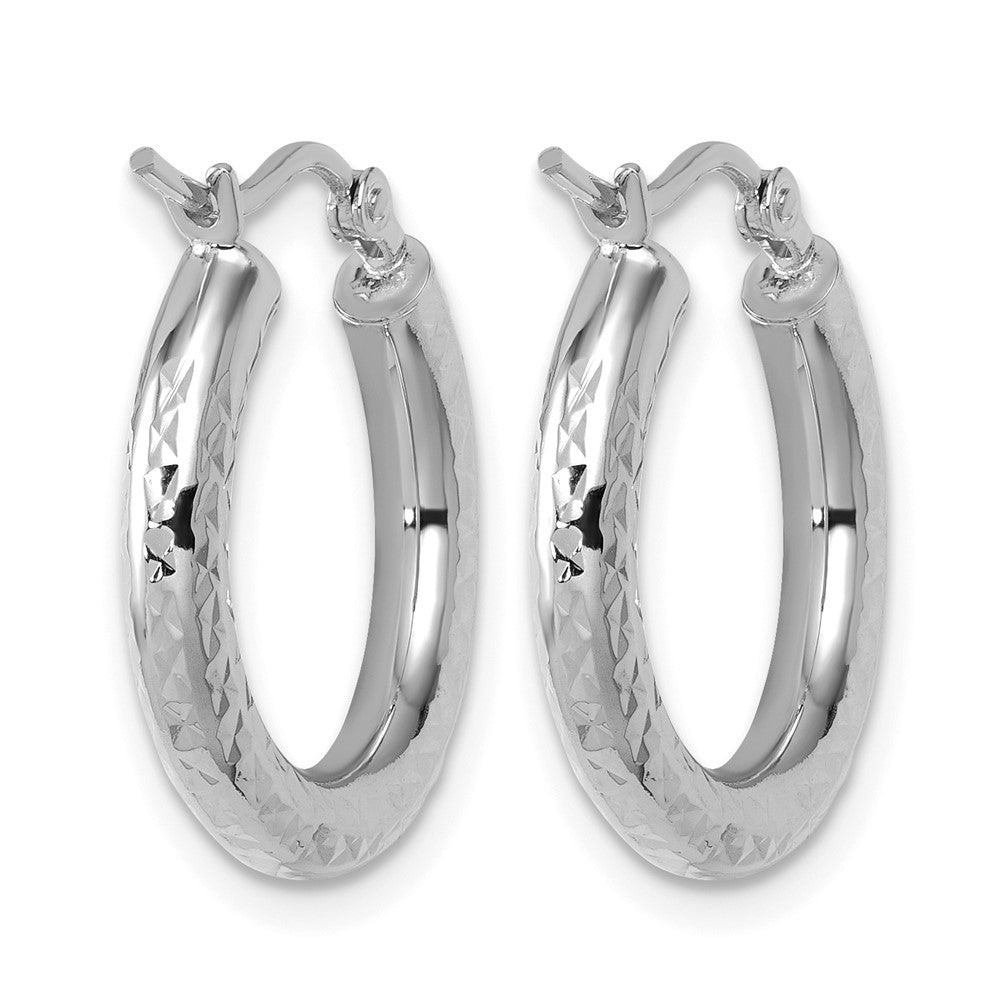 10K Weißgold Diamantiert 3mm Rund Creolen