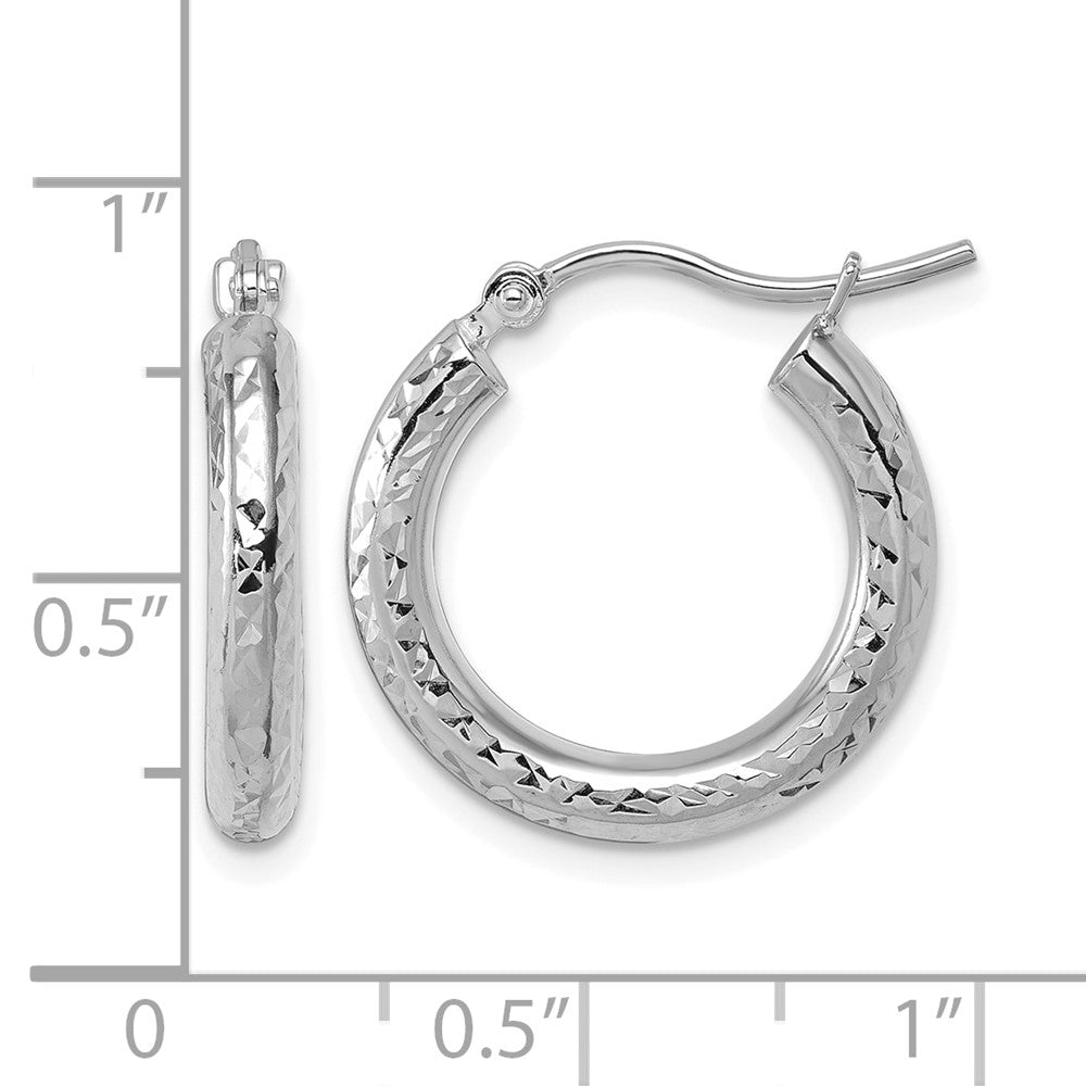 10K Weißgold Diamantiert 3mm Rund Creolen
