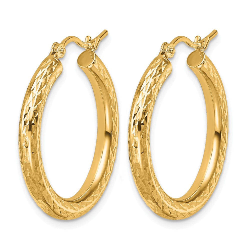 10K Gelbgold Diamantiert 3mm Rund Creolen