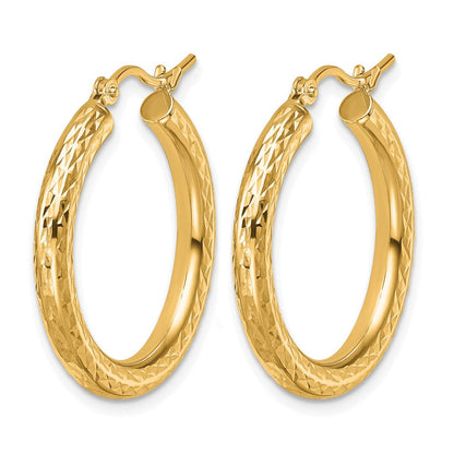 10K Gelbgold Diamantiert 3mm Rund Creolen