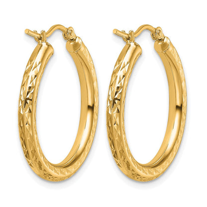 10K Gelbgold Diamantiert 3mm Rund Creolen