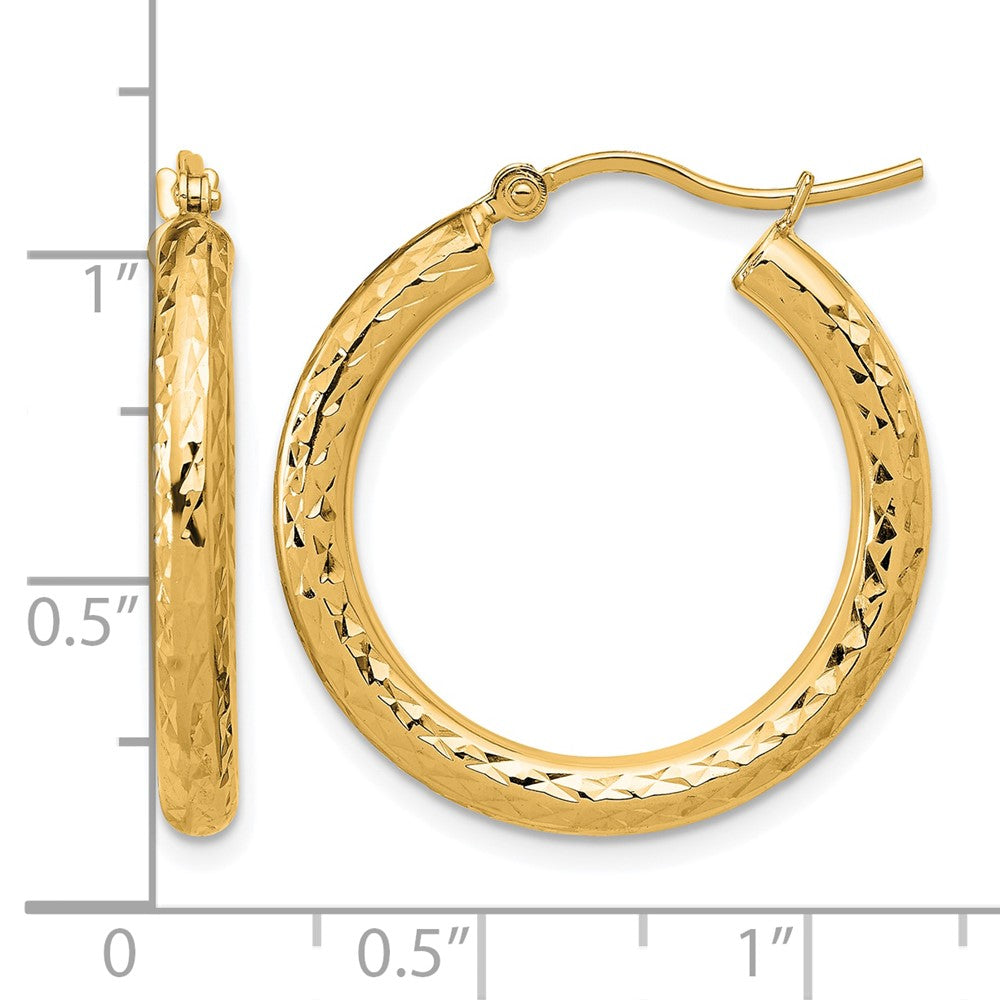 10K Gelbgold Diamantiert 3mm Rund Creolen