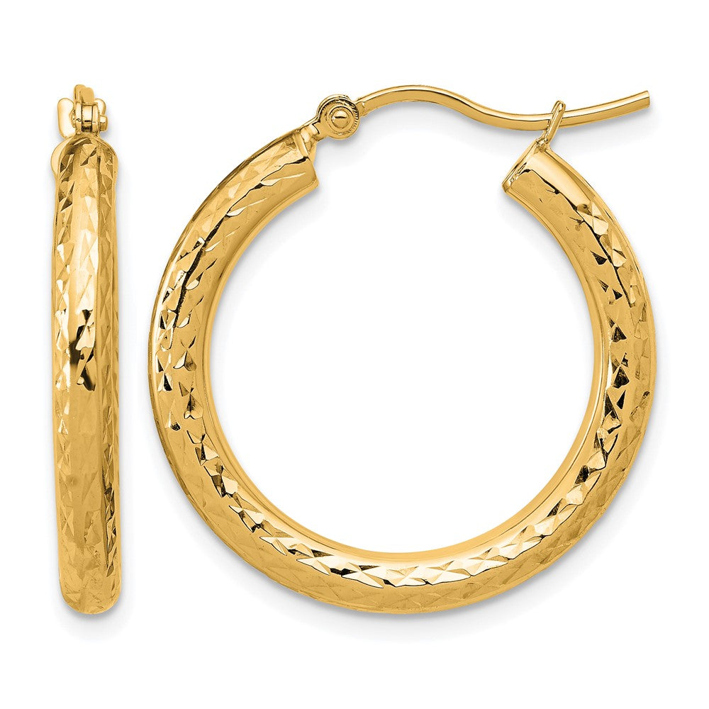 10K Gelbgold Diamantiert 3mm Rund Creolen