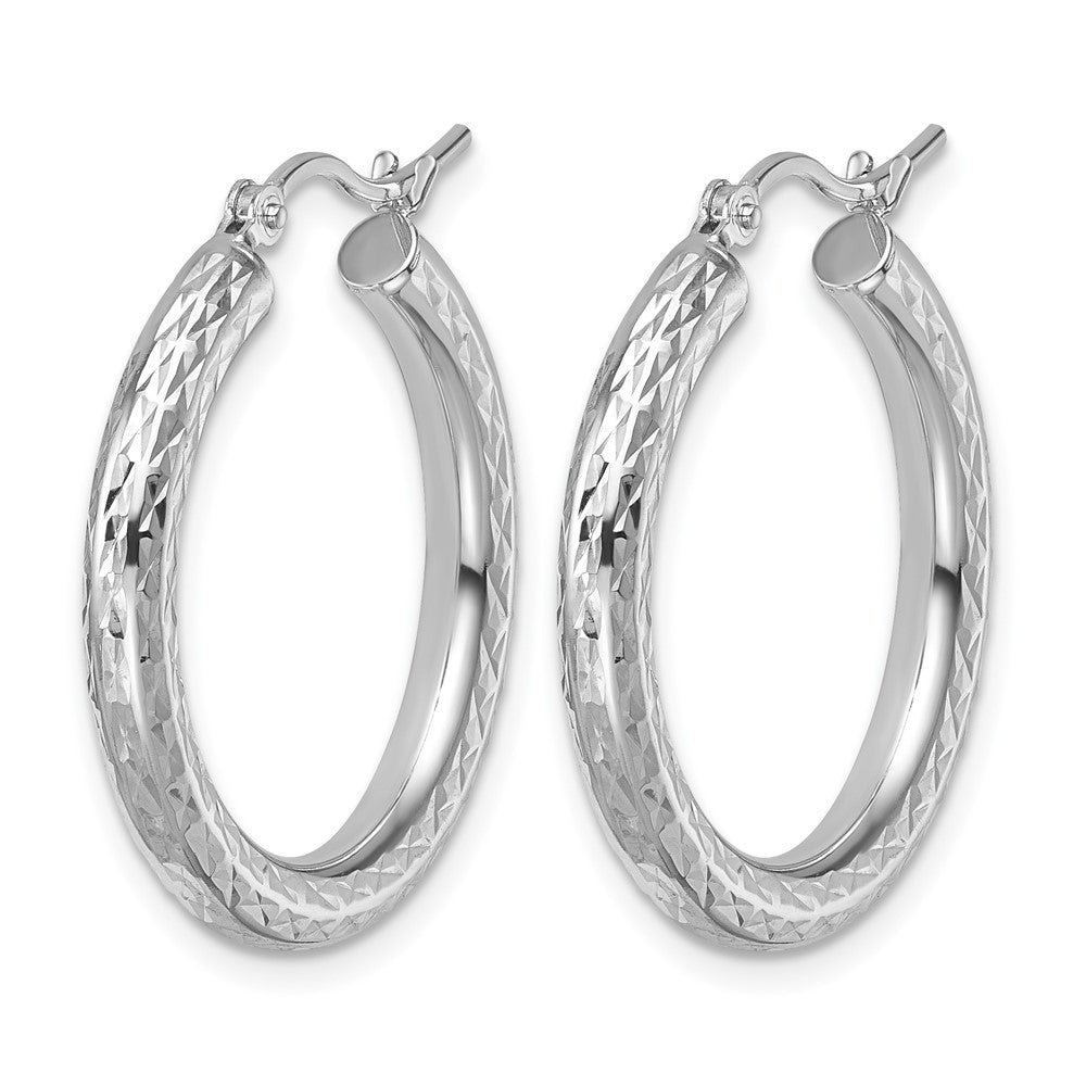 10K Weißgold Diamantiert 3mm Rund Creolen