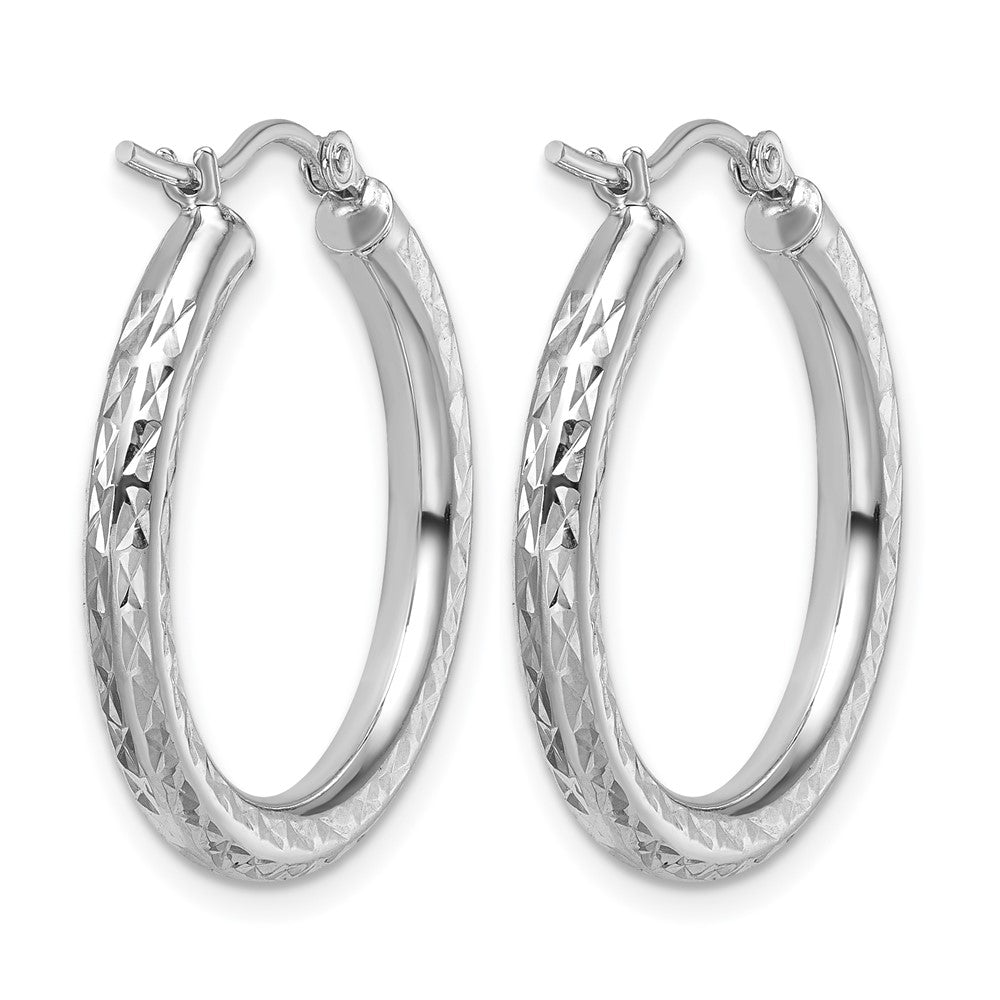 10K Weißgold Diamantiert 3mm Rund Creolen