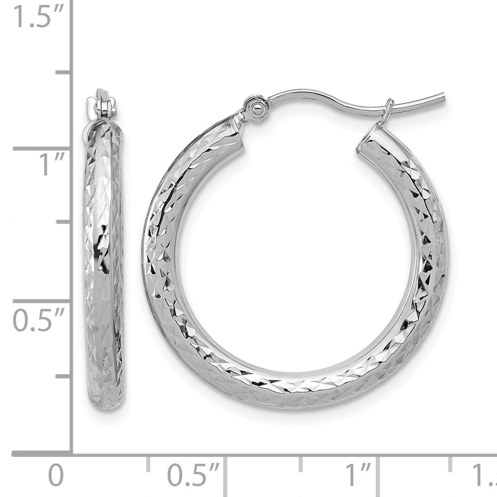 10K Weißgold Diamantiert 3mm Rund Creolen