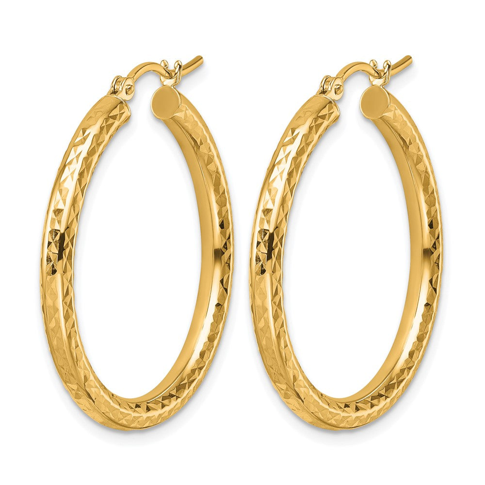 10K Gelbgold Diamantiert 3mm Rund Creolen