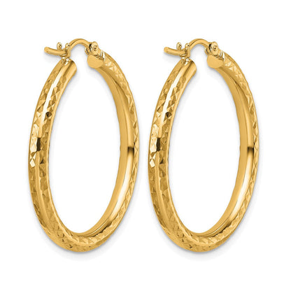 10K Gelbgold Diamantiert 3mm Rund Creolen