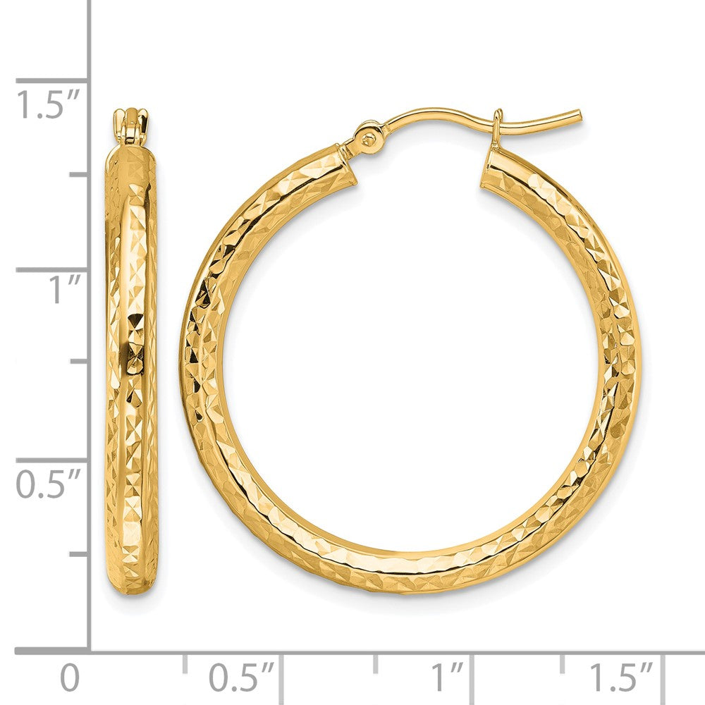 10K Gelbgold Diamantiert 3mm Rund Creolen