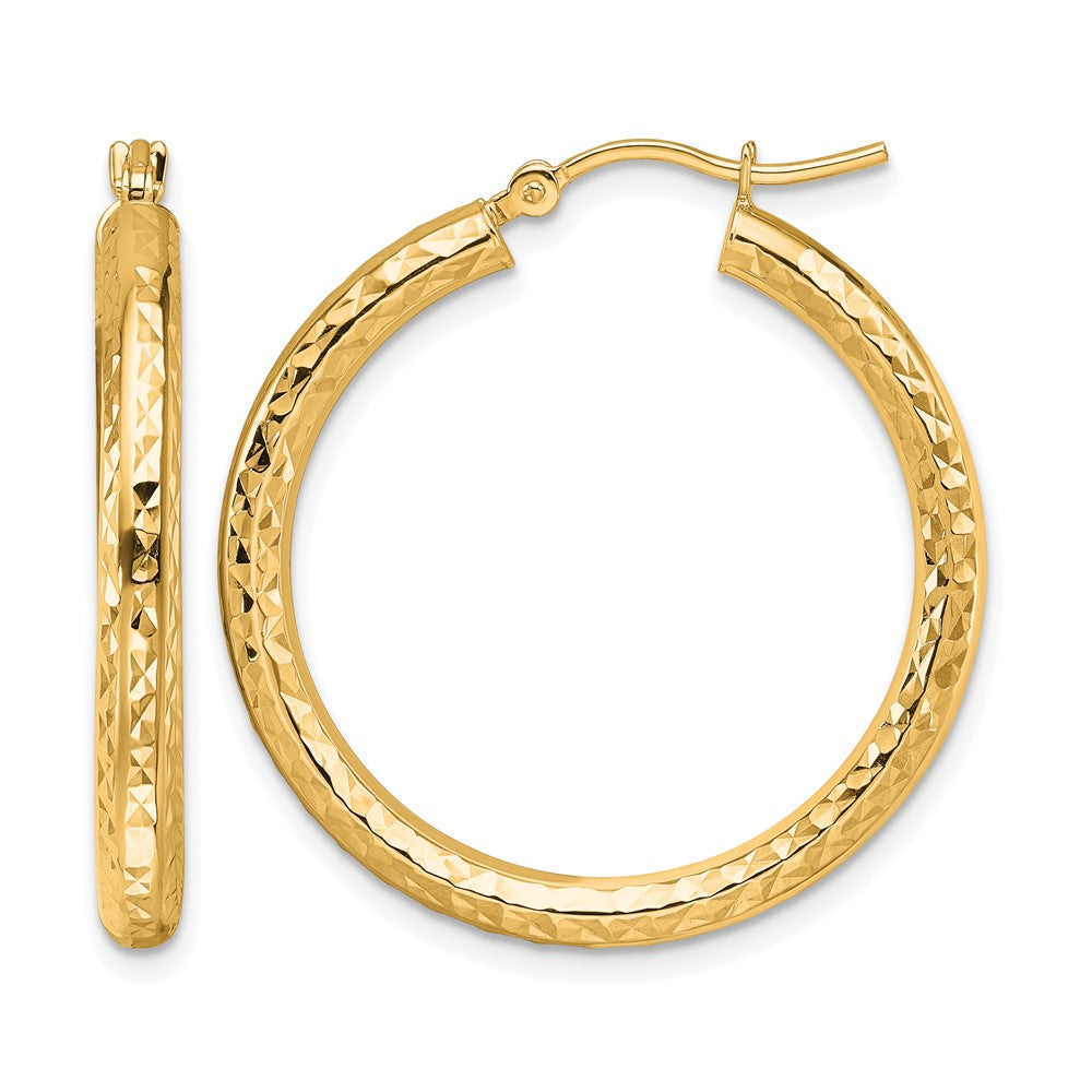 10K Gelbgold Diamantiert 3mm Rund Creolen