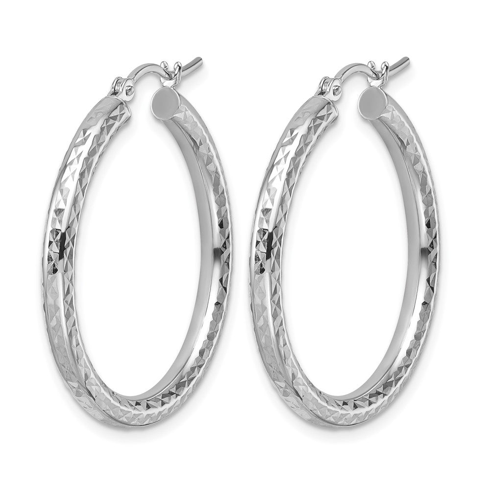 10K Weißgold Diamantiert 3mm Rund Creolen