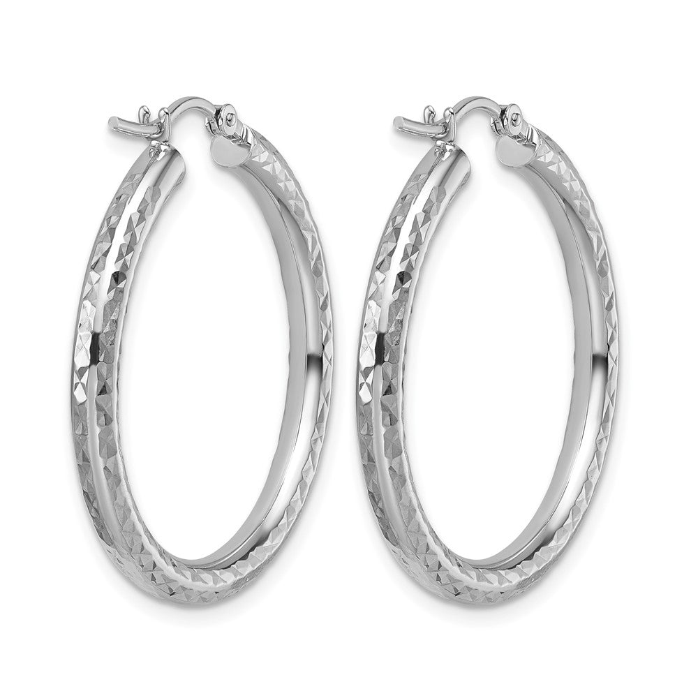 10K Weißgold Diamantiert 3mm Rund Creolen