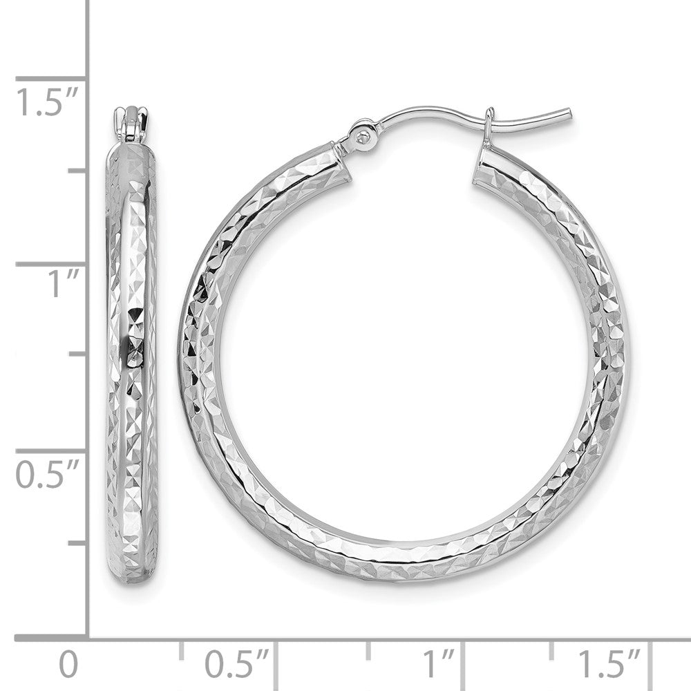 10K Weißgold Diamantiert 3mm Rund Creolen