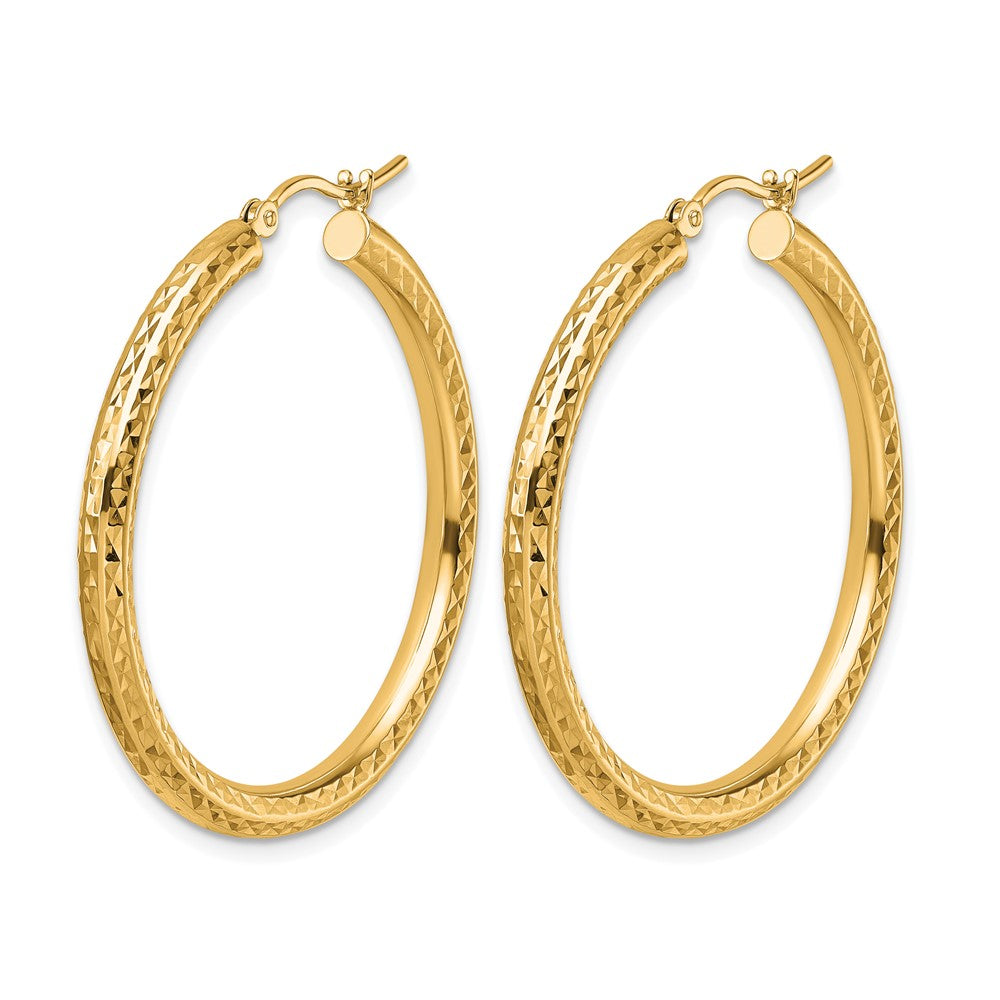 10K Gelbgold Diamantiert 3mm Rund Creolen