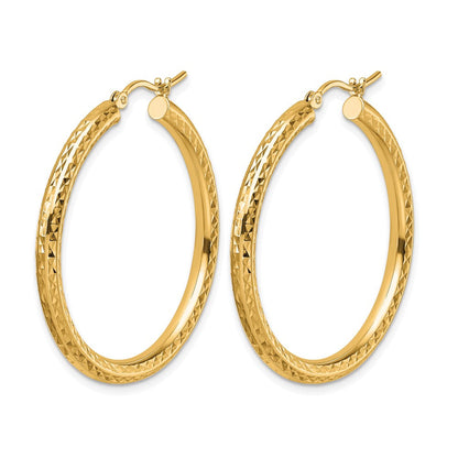 10K Gelbgold Diamantiert 3mm Rund Creolen