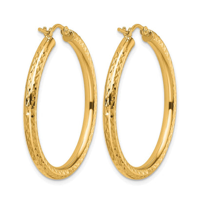 10K Gelbgold Diamantiert 3mm Rund Creolen