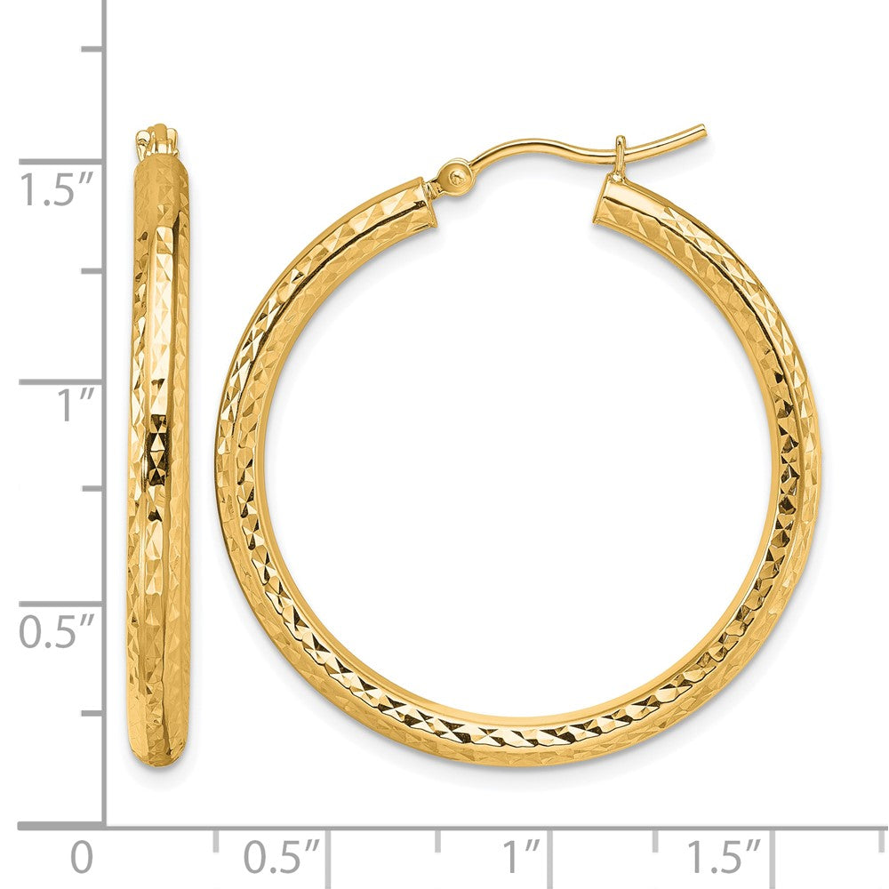 10K Gelbgold Diamantiert 3mm Rund Creolen