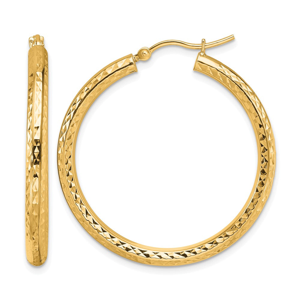 10K Gelbgold Diamantiert 3mm Rund Creolen