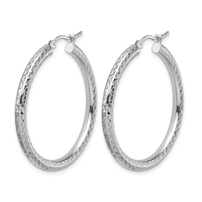10K Weißgold Diamantiert 3mm Rund Creolen