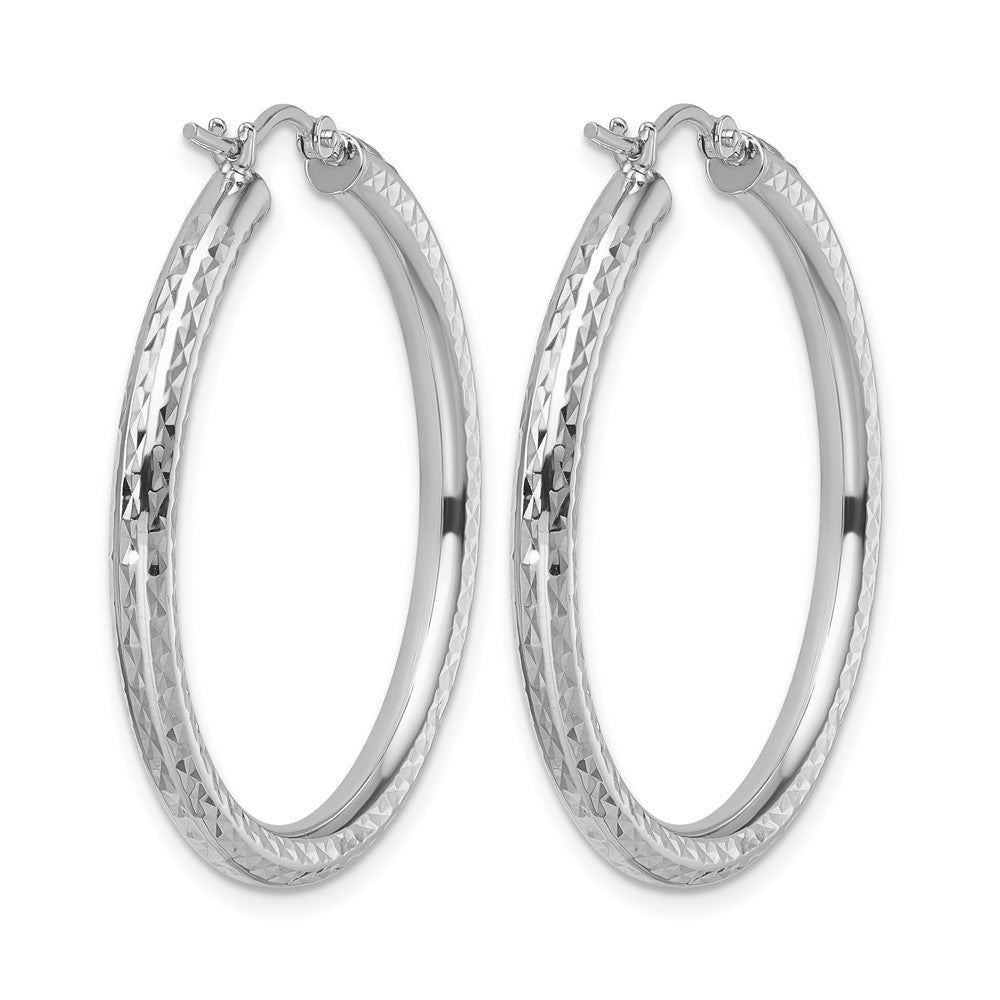10K Weißgold Diamantiert 3mm Rund Creolen
