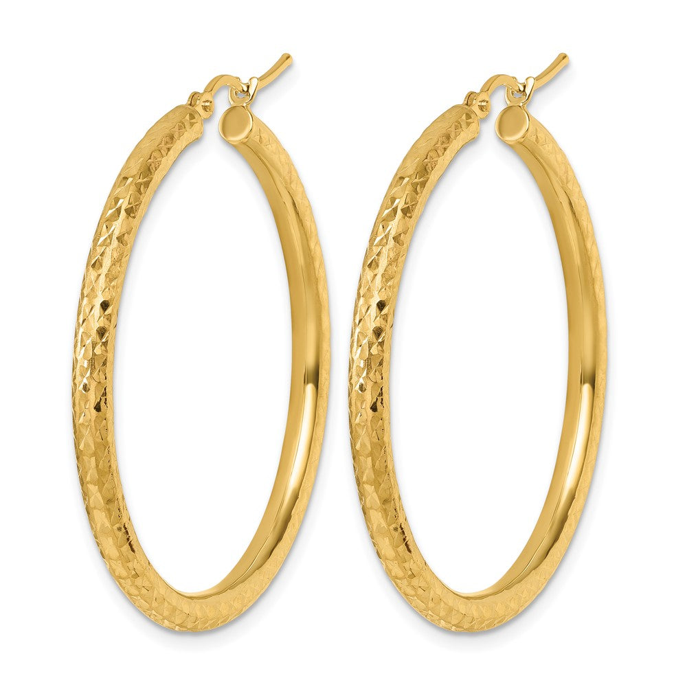 10K Gelbgold Diamantiert 3mm Rund Creolen