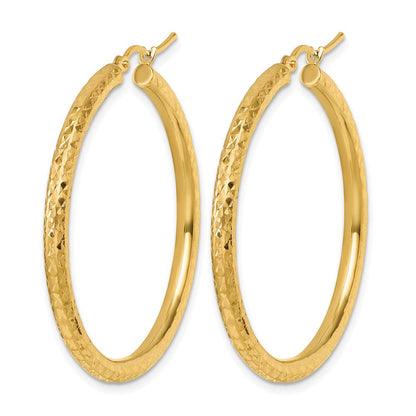 10K Gelbgold Diamantiert 3mm Rund Creolen
