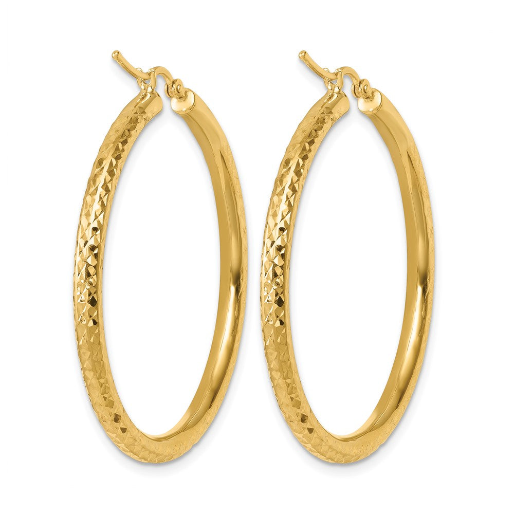 10K Gelbgold Diamantiert 3mm Rund Creolen