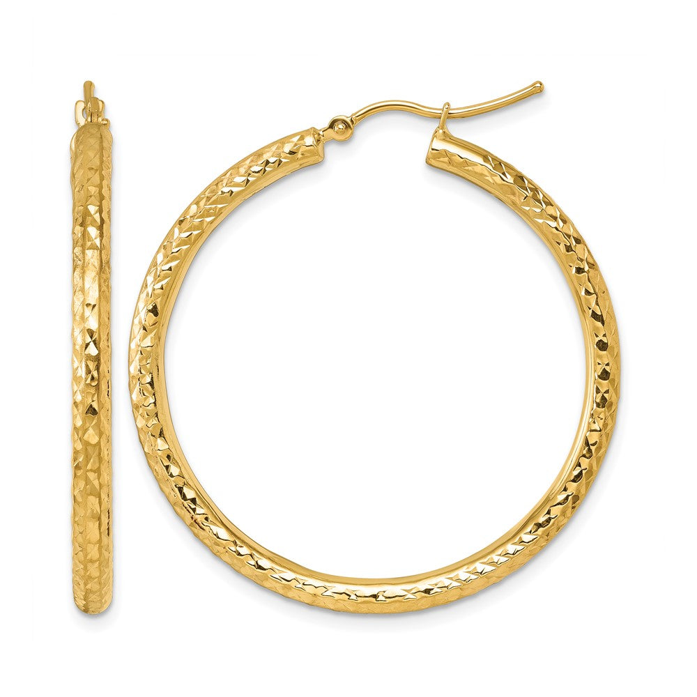 10K Gelbgold Diamantiert 3mm Rund Creolen